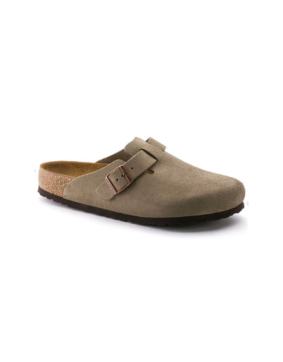 BIRKENSTOCK Boston Soft Footbed Suede Leather Taupe