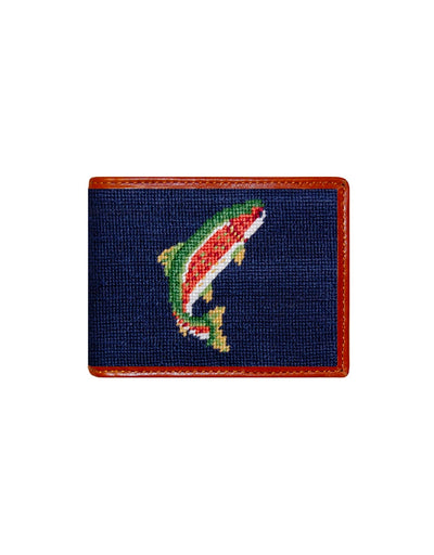 SMATHERS Needlepoint Bifold Wallet Trout Fly Navy