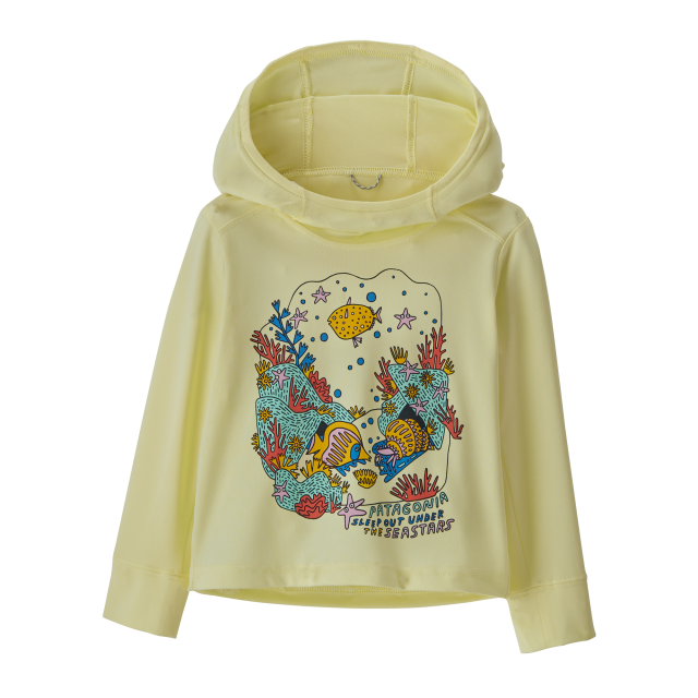 PATAGONIA Baby Capilene Silkweight Hoody Coral Campout: Isla Yellow CLYE