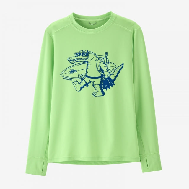 PATAGONIA Kids' Long-Sleeved Capilene Silkweight T-Shirt Water People Gator Salamander Green WPSA