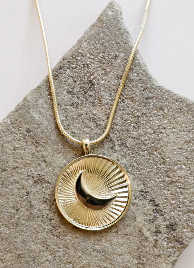 JAX KELLY Crescent Moon Coin Necklace Gold