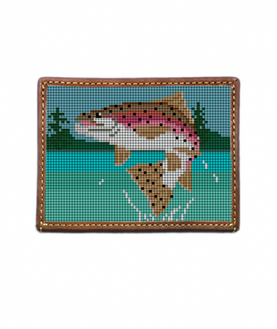 SMATHERS Needlepoint Credit Card Wallet Rainbow Trout