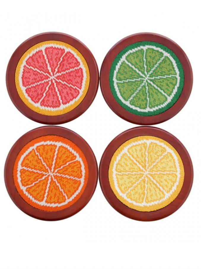 SMATHERS Needlepoint Coaster Set Citrus Slices