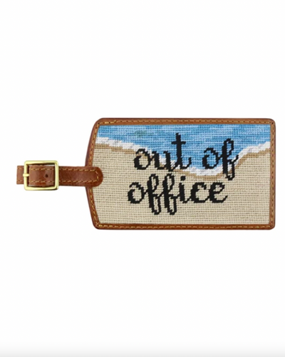 SMATHERS Needlepoint Luggage Tag Out of Office