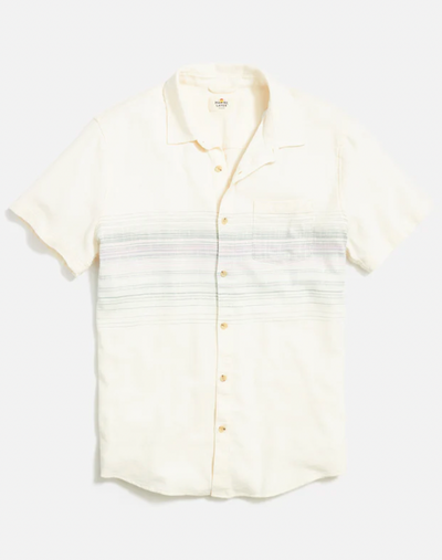 MARINE LAYER Men's Stretch Selvage Shirt Natural ulti Stripe / M