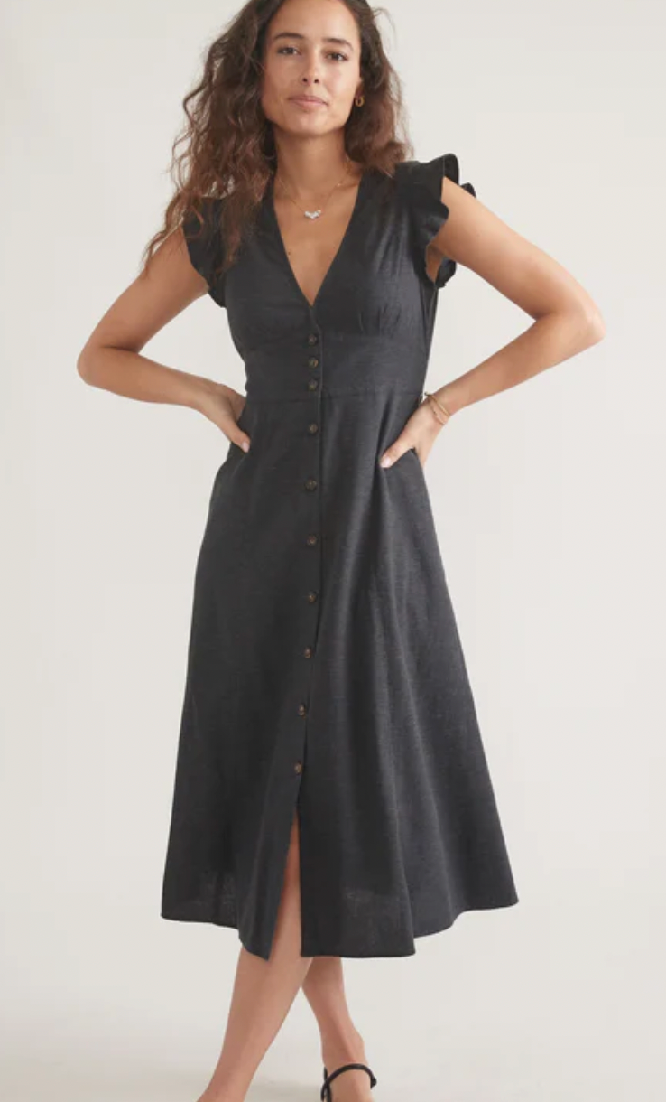 MARINE LAYER Women's Camila Midi Dress Black