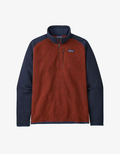 PATAGONIA Men's Better Sweater 1/4 Zip Barn Red w/New Navy BRNE