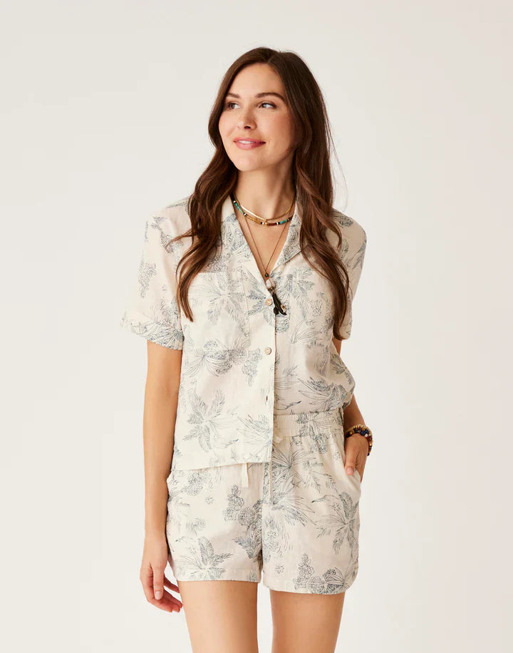 CARVE DESIGNS Women's Luca Linen Shirt Birch cenic / S