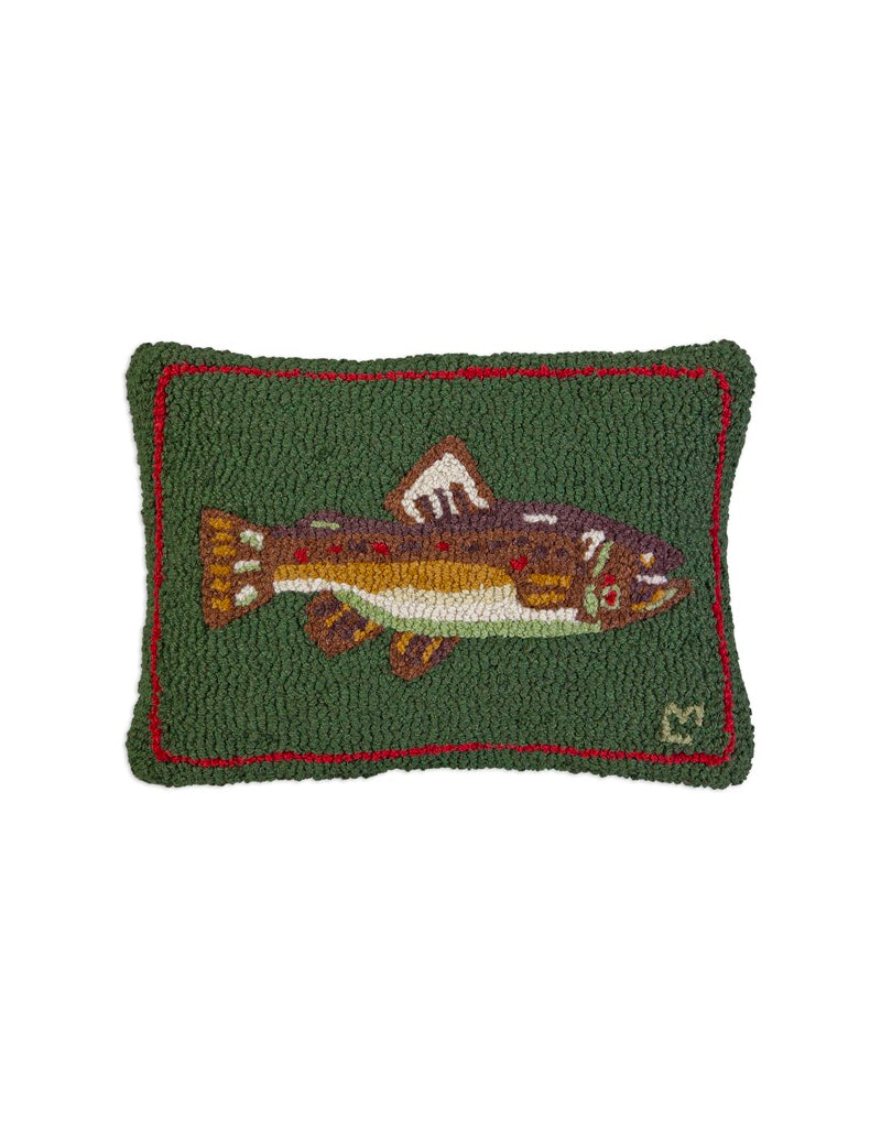 CHANDLER 4 CORNERS 14x20 Hook Pillow Brown Trout on Green
