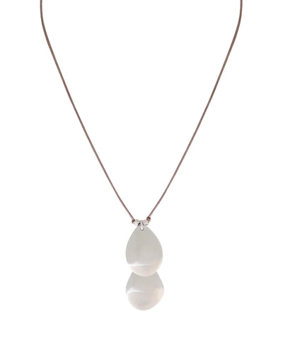 BRONWEN Pool Drop Silver Necklace Taupe