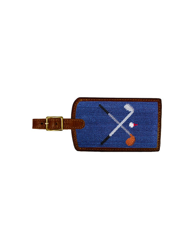 SMATHERS Needlepoint Luggage Tag Crossed Clubs