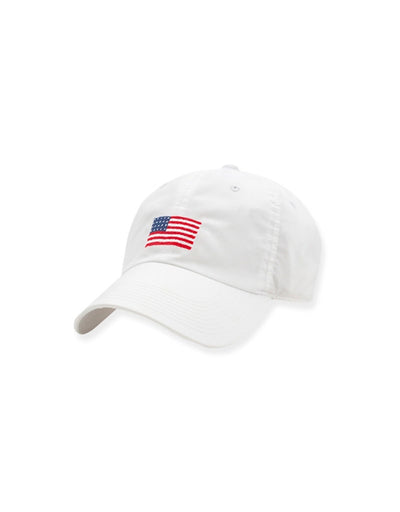 SMATHERS Needlepoint Ball Cap American Flag White