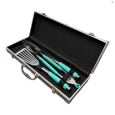 TOADFISH Grill Set with Case Spatula + Tongs + Grill Fork
