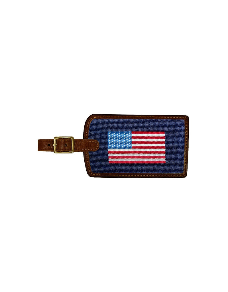 SMATHERS Needlepoint Luggage Tag American Flag