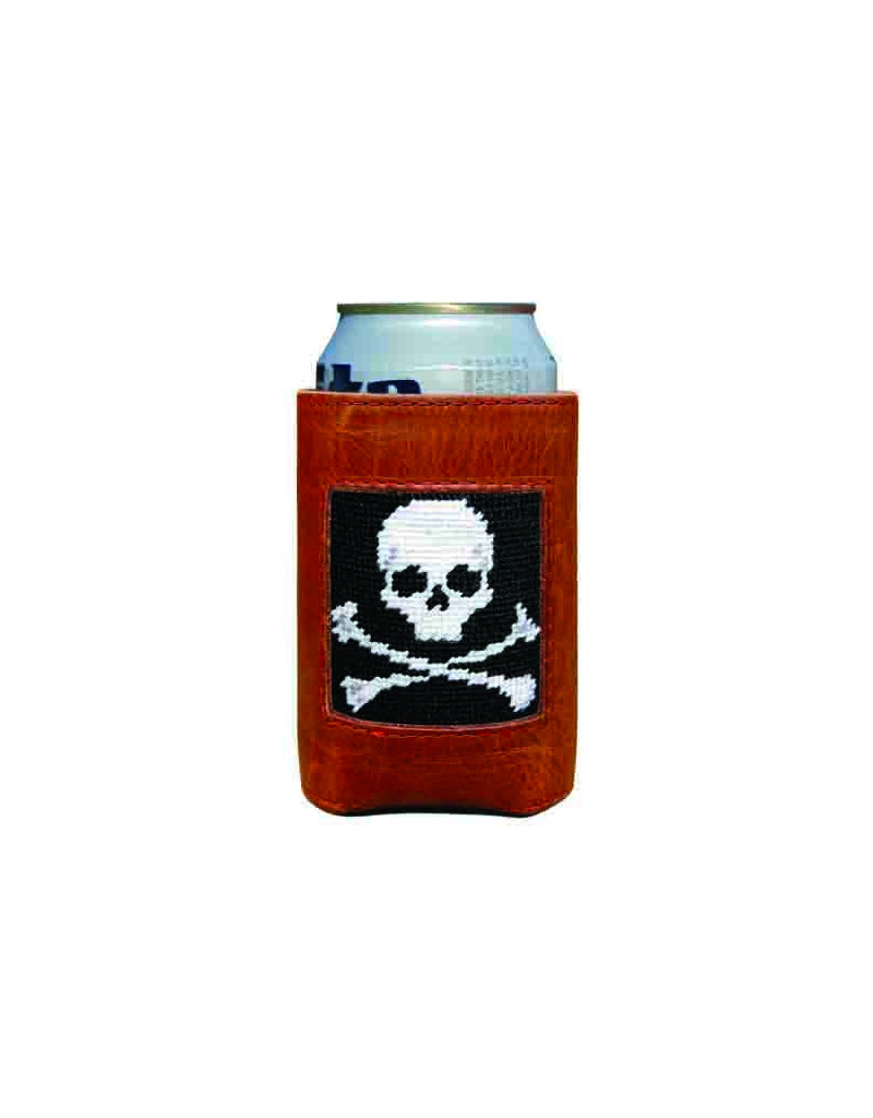 SMATHERS Needlepoint Can Cooler Jolly Roger Black