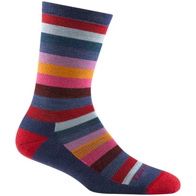 DARN TOUGH Women's Mystic Stripe Crew LWC Lifestyle Sock Denim