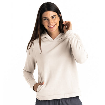 FREE FLY Women's Bamboo Lightweight Fleece Cropped Hoodie Stone