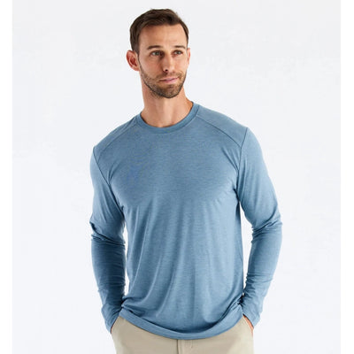 FREE FLY Men's Bamboo Shade Long Sleeve Heather late Blue / S