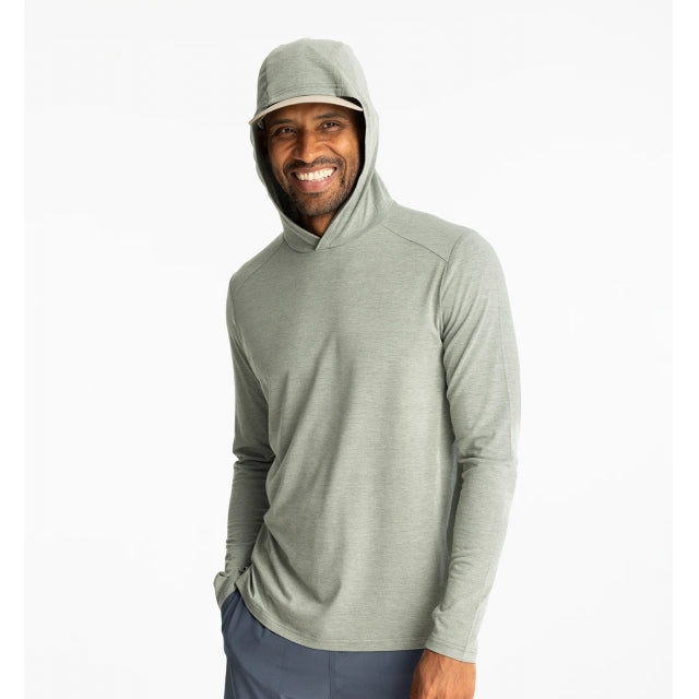 FREE FLY Men's Bamboo Shade Hoodie Heather Agave Green