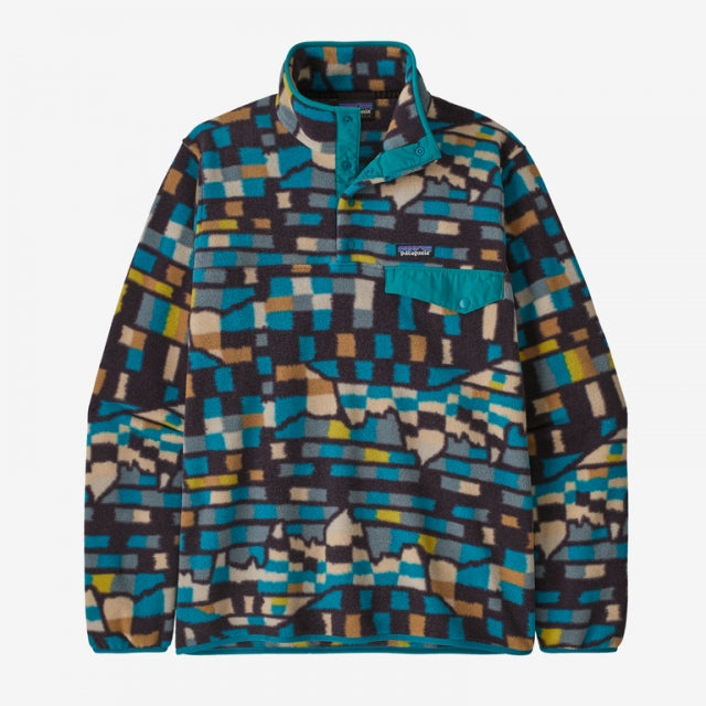 PATAGONIA Men's Lightweight Synchilla Snap-T Pullover Fitz Roy Patchwork Belay Blue FPBE