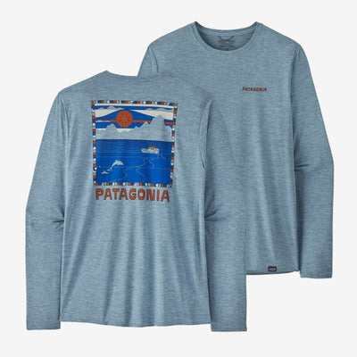PATAGONIA Men's Long-Sleeved Capilene Cool Daily Graphic Shirt - Waters Summit Swell Steam Blue X-Dye STMX