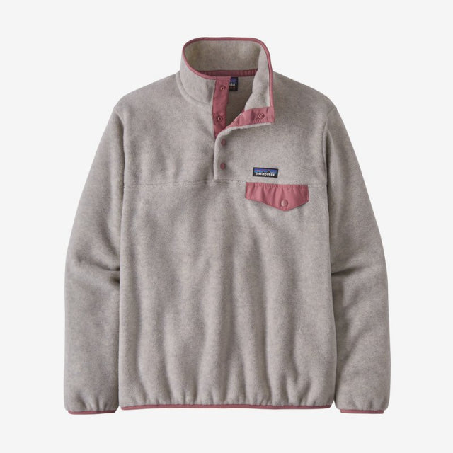 PATAGONIA Women's Lightweight Synchilla Snap-T Pullover Oatmeal Heather w/Light Star Pink OLTP
