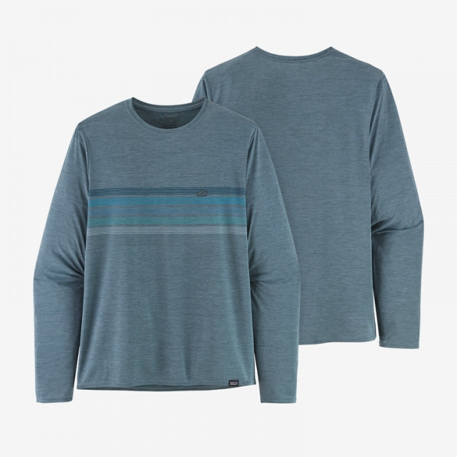 PATAGONIA Men's Long-Sleeved Capilene Cool Daily Graphic Shirt Line Logo Ridge Stripe Light Plume Grey X-Dye LIPX