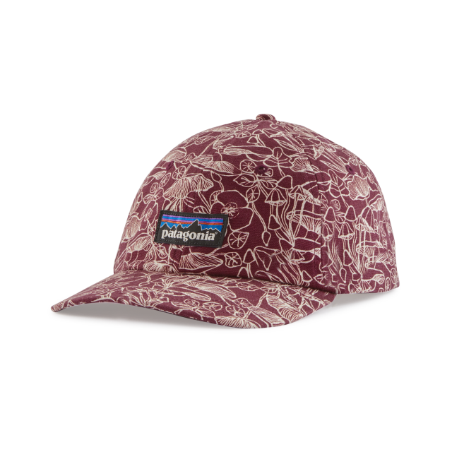 PATAGONIA P-6 Label Trad Cap Mushroom Forest Batik Sequoia Red MUSR