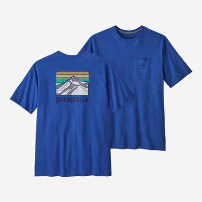 PATAGONIA Men's Line Logo Ridge Pocket Responsibili-Tee Bayou Blue w/Sound Blue BBSD