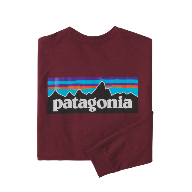 PATAGONIA Men's Long-Sleeved P-6 Logo Responsibili-Tee Sequoia Red SEQR