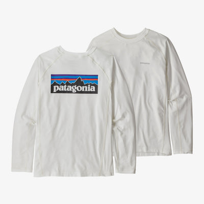 PATAGONIA Kids' LS Capilene SW Rashguard P-6 Logo White PLWT