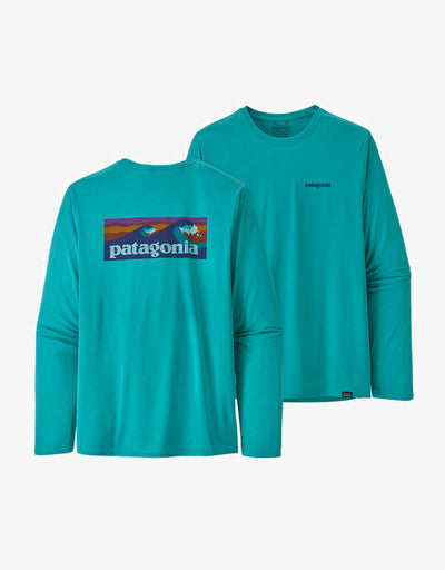 PATAGONIA Men's Long-Sleeved Capilene Cool Daily Graphic Shirt Boardshort ogo Iggy Blue X-Dye BIBX / L