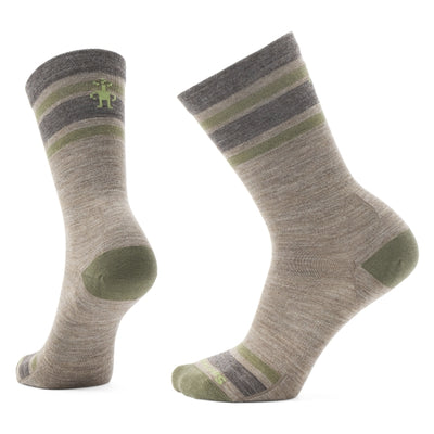 SMARTWOOL EVD Top Split Stripe Crew Socks Taupe 236