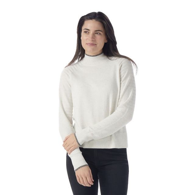 SMARTWOOL Women's Edgewood Mock Neck Sweater Natural Donegal H46