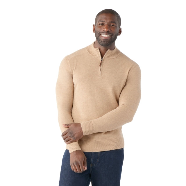 SMARTWOOL Men's Sparwood 1/2 Zip Sweater Toasted Coconut Heather M04