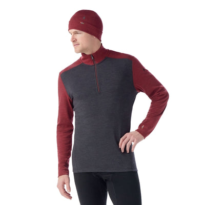 SMARTWOOL Men's Classic Thermal Merino Base Layer 1/4 Zip Charcoal-Currant N89