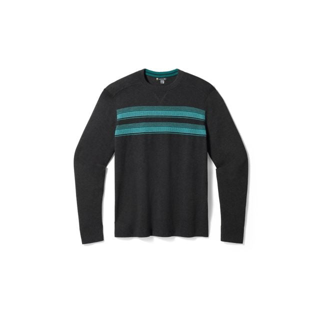 SMARTWOOL Men's Sparwood Stripe Crew Sweater Charcoal-Emerald M68