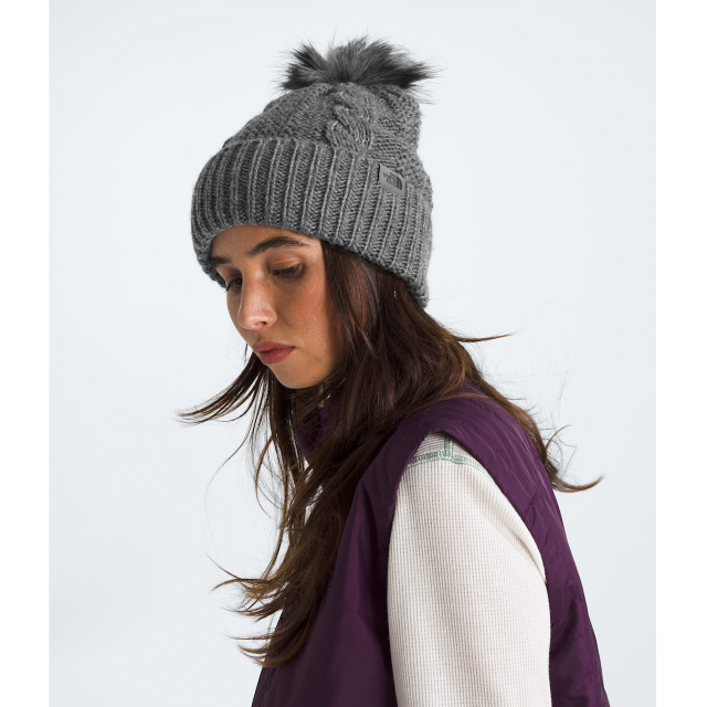 THE NORTH FACE Women's Oh Mega Fur Pom Beanie TNF Medium Grey Heather