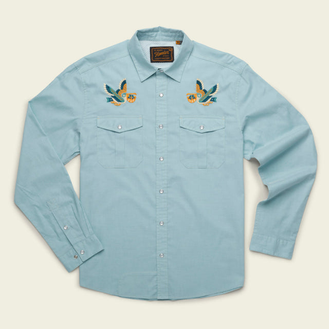 HOWLER BROS Men's Gaucho Snapshirt Pelican Portage/Nile Blue Oxford