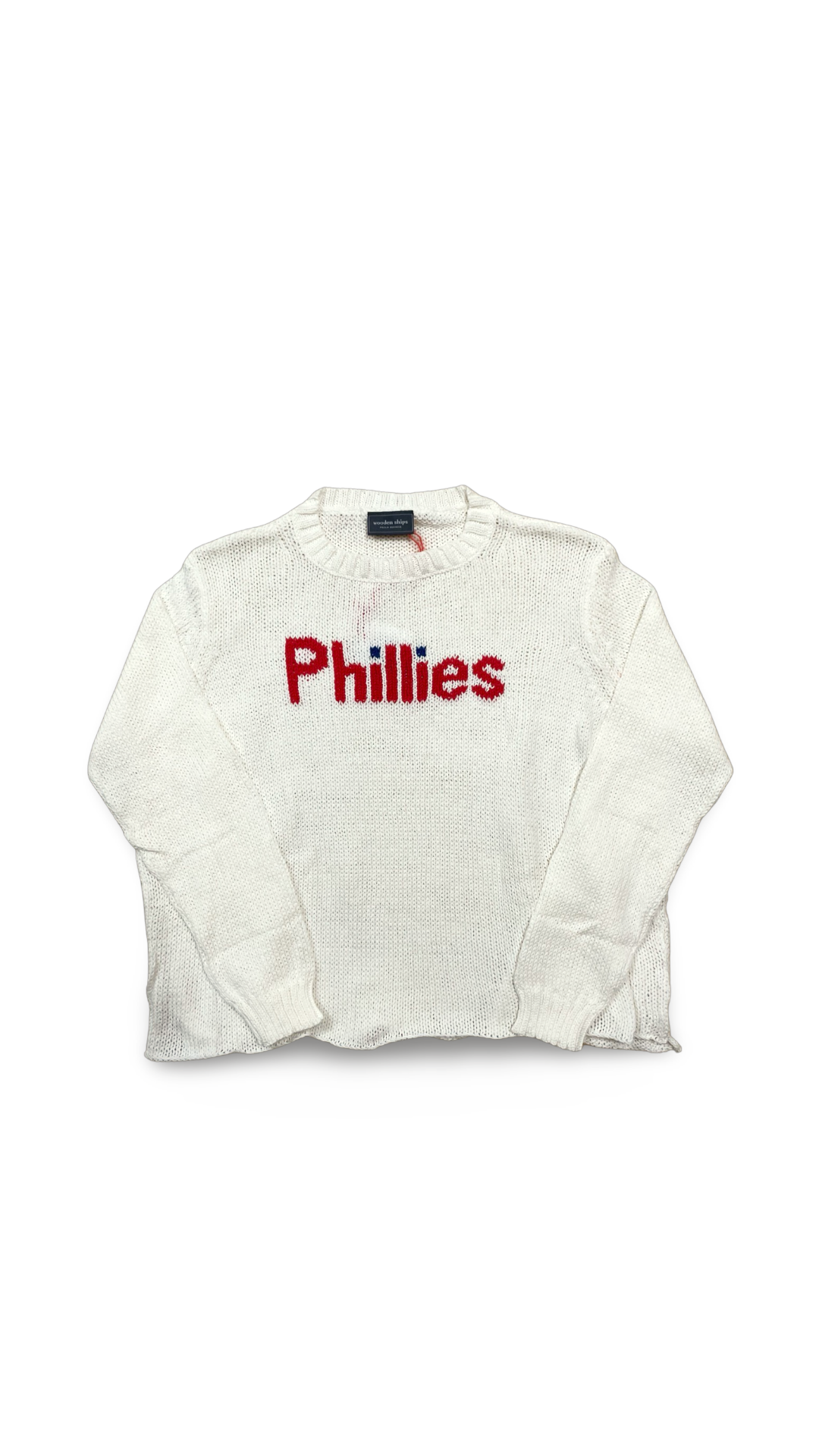 WOODEN SHIPS Women's Phillies Crew Cotton Sweater Breaker White