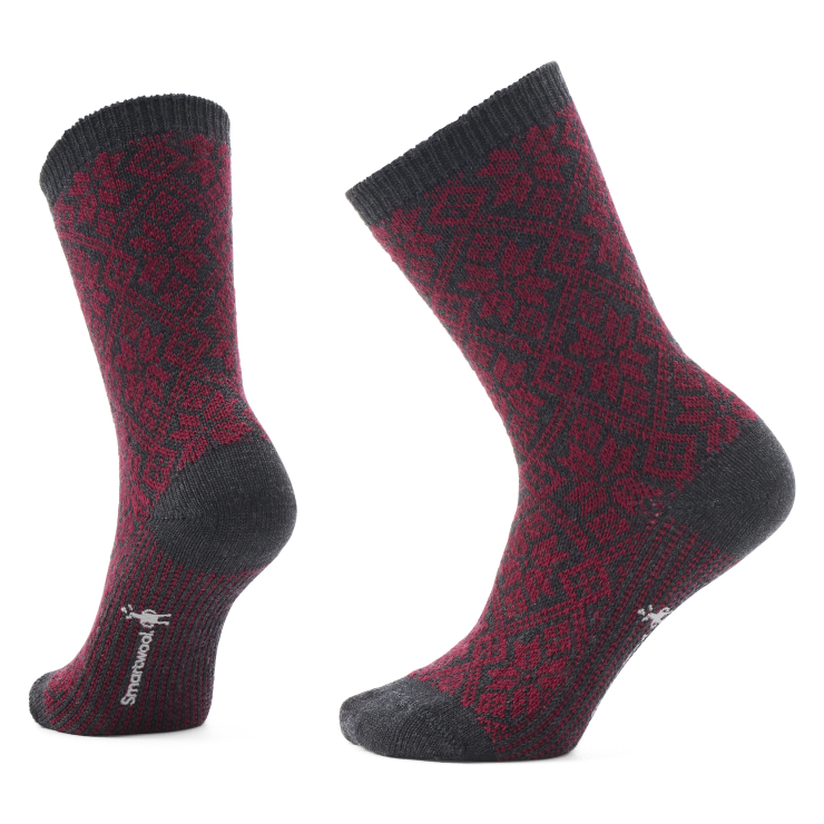 SMARTWOOL EVD Traditional Snowflake Crew Socks Tibetan Red A25