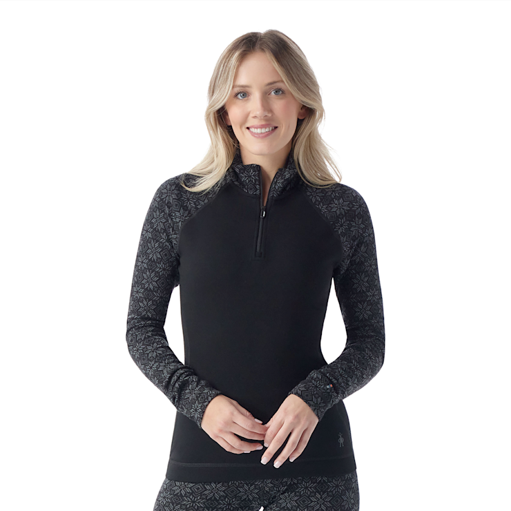 SMARTWOOL Women's Classic Thermal Merino Base Layer 1/4 Zip Black Digi now N86 / S