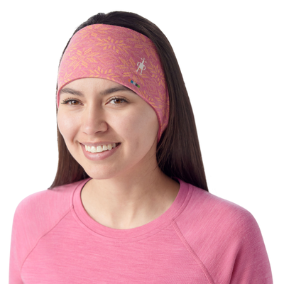 SMARTWOOL Thermal Merino Reversible Headband Garden Pink Digi Snow P14