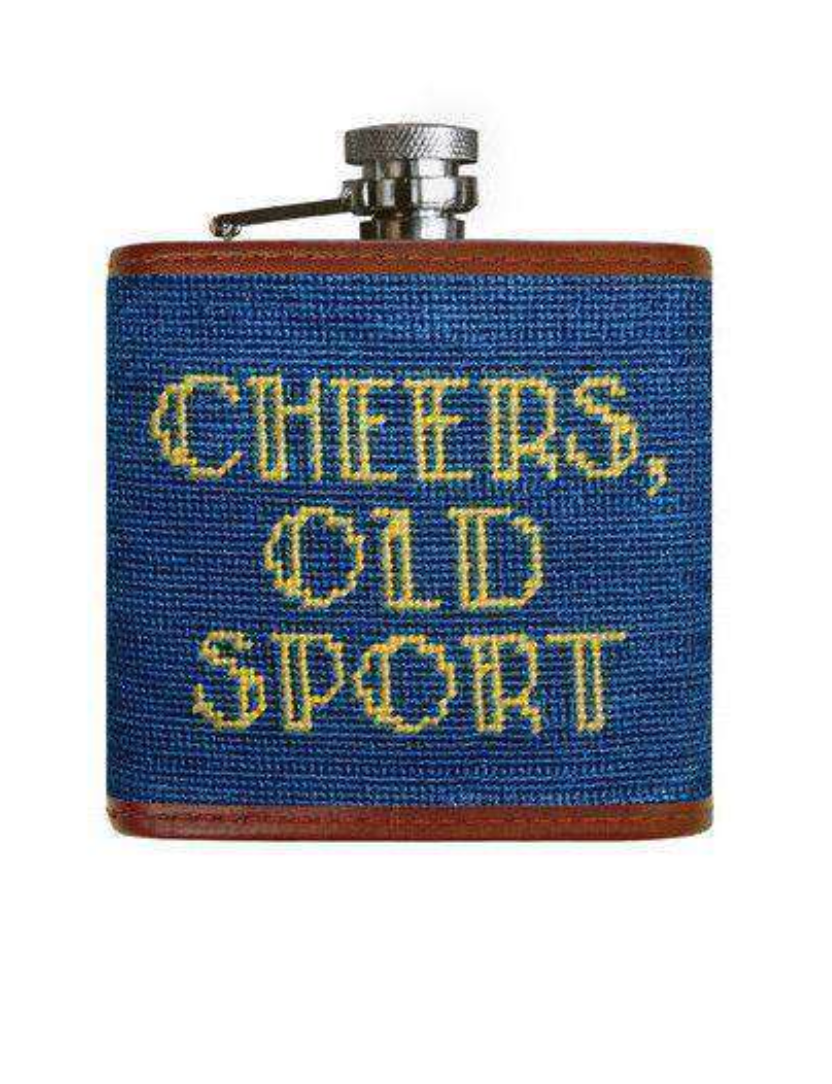 SMATHERS Needlepoint Flask Cheers Old Sport