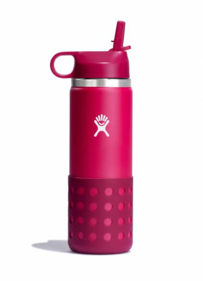 HYDRO FLASK 20 oz Kids Wide Mouth Straw Lid & Boot Peony
