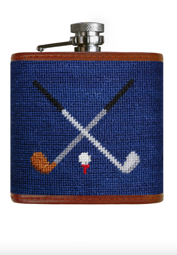SMATHERS Needlepoint Flask Crossed Clubs