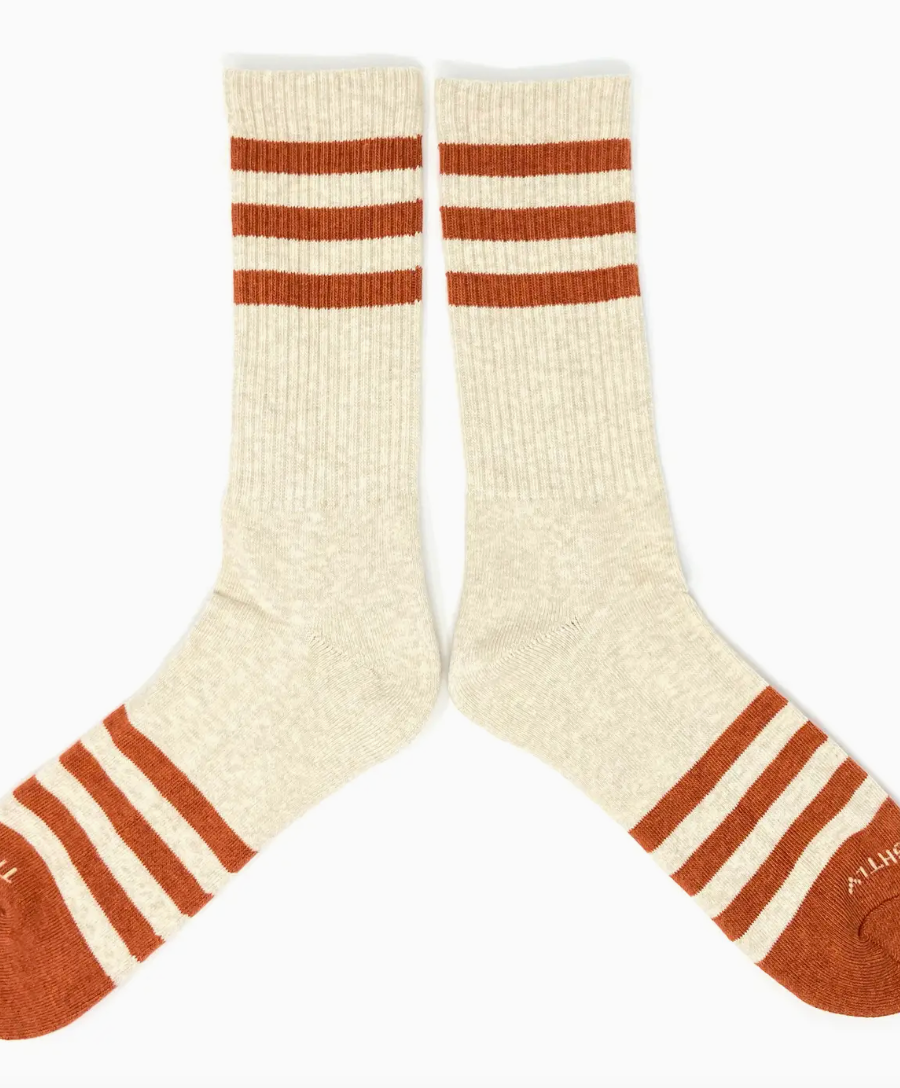 THE AMPAL CREATIVE Ampal Sock Heather Stripes Cream/Orange