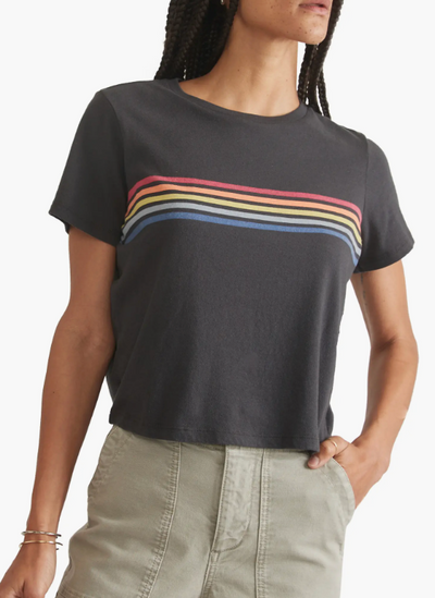 MARINE LAYER Women's Easy Crop Graphic Tee Washed Black