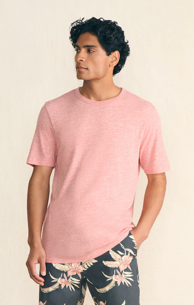 FAHERTY Men's SS Vintage Chambray Tee Vintage Rose Heather VTR