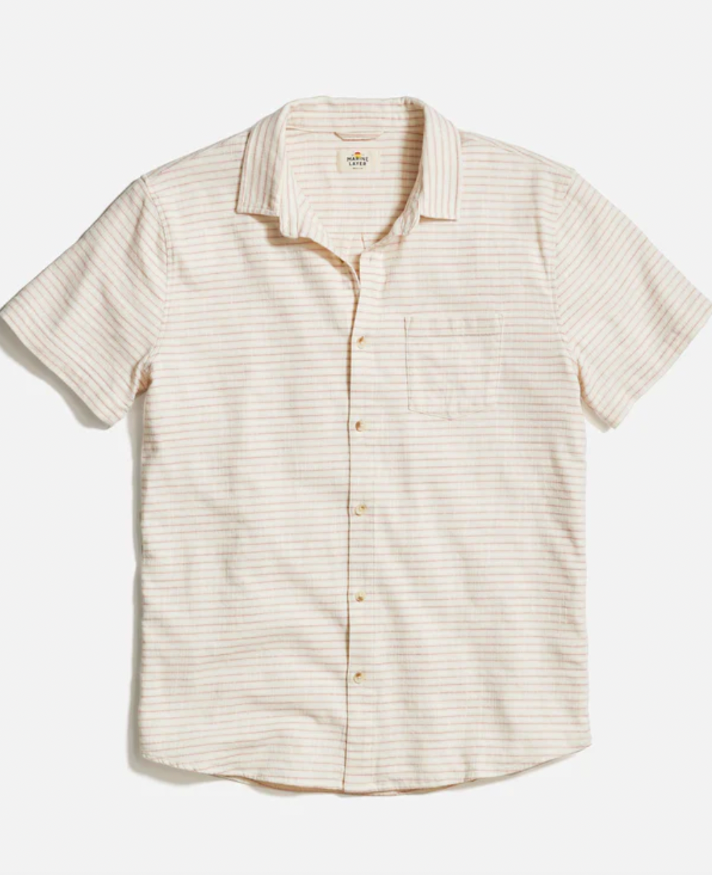 MARINE LAYER Men's Stretch Selvage Shirt Warm Stripe